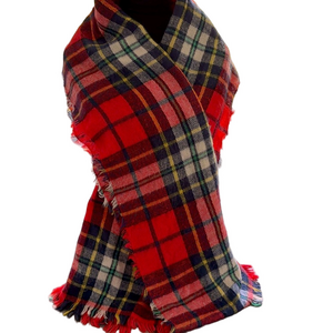 Red Plaid Blanket Scarf Wrap